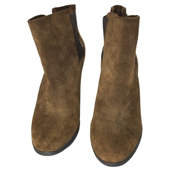 Vince Camuto Shoes - Vince Camuto Ankle Boots Womens 7.5 B Brown Leather Suede VP Hessa Chunky Heel P